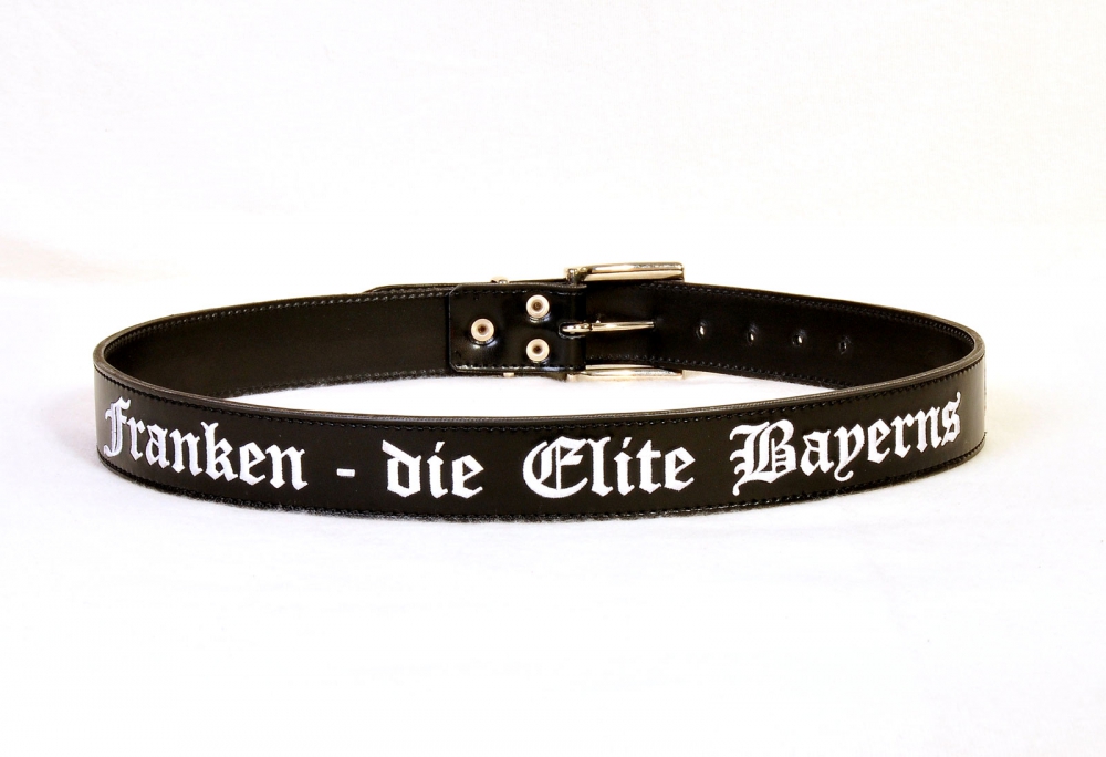 Bild 1 von Ledergürtel <br>Franken, die Elite Bayerns  / (Länge) 85 cm / (Farbe) schwarz-glänzend / (Namensstick) ja ( + 10,- € )