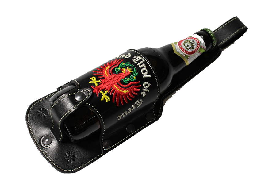 Bild 1 von Bierhalter LEDER<br>verschiedene Farben  / (Ausführung) Freistaat Bayern / (Farbe) hellbraun / (Namensstick) ohne Namensstick / (Größe) Größe 2 - für Bierflaschen 0,5 l