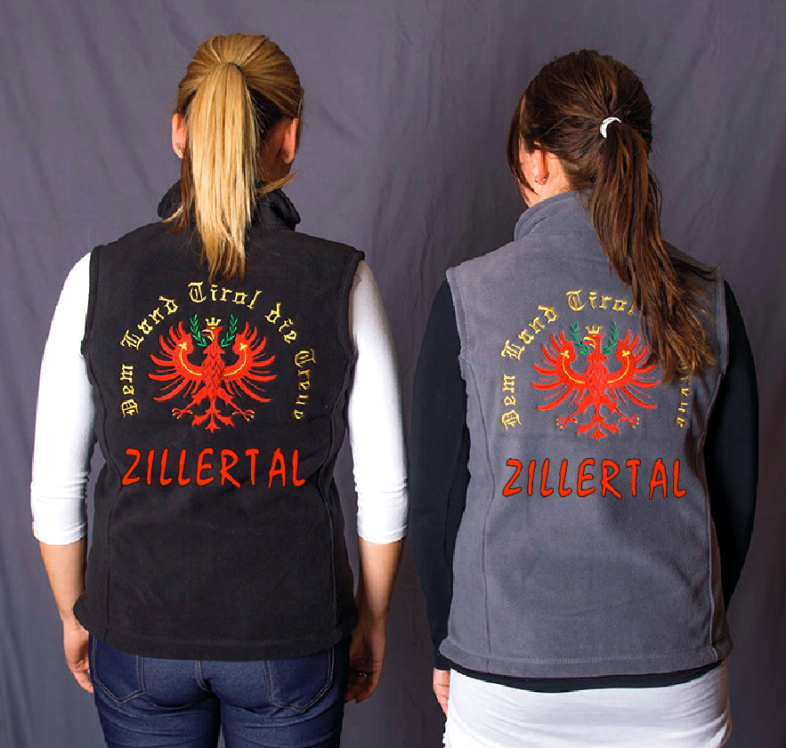 Bild 1 von Fleece-Gilet<br>Herren oder Damen<br>mit Talnamen  / (Talname) Patznauntal / (Ausführung) Herren / (Farbe) schwarz / (Größe) S
