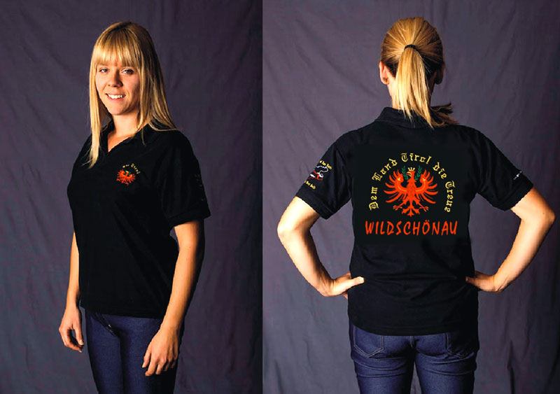 Bild 1 von Polo-Shirt classic<br>Dem Land Tirol die Treue<br>mit Talnamen  / (Talname) Wipptal / (Farbe) weiss / (Ausführung) Herren / (Größe) S