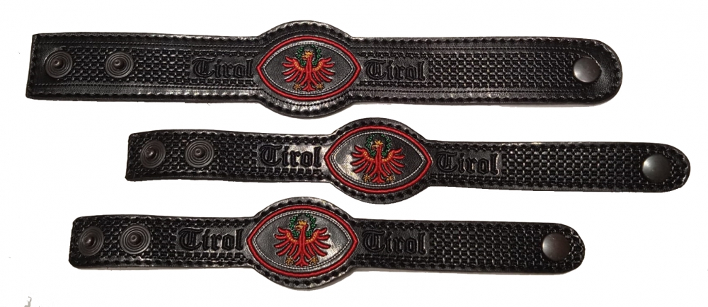 Bild 1 von Lederarmband - TIroler Adler (3) <br>mit Schriftzug Tirol  / (Farbe) schwarz / (Damen / Herren / Kinder) Damen / (Knopf-/Klettverschluss) Knopfverschluss
