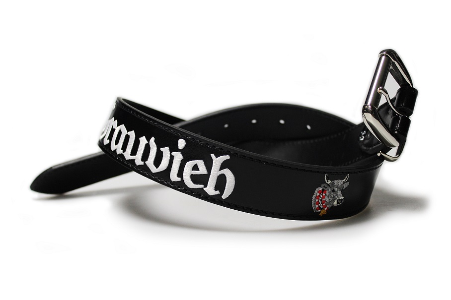 Bild 1 von Ledergürtel<br>Grauvieh  / (Länge) 120 cm / (Farbe) schwarz glänzend / (Namensstick) nein